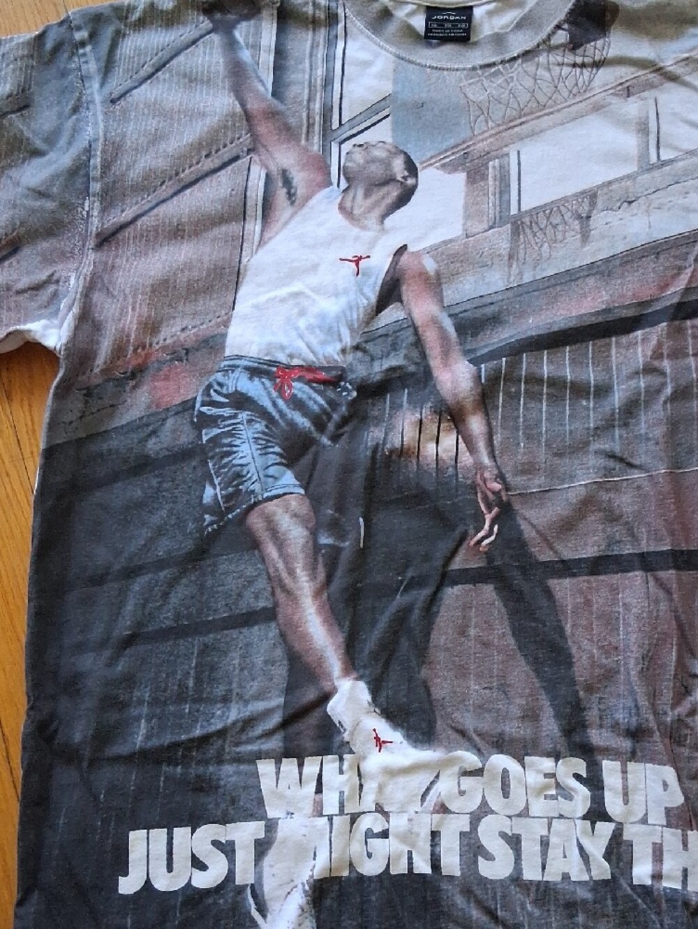 Vintage Jordan Men’s Short-Sleeve Graphic Tee in White, Blue and Gray